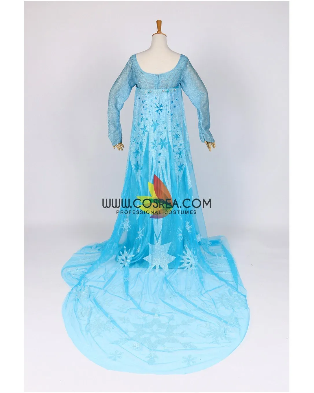 Frozen Elsa With Glittered Sleeves And Frostflake Cape Cosplay Costume