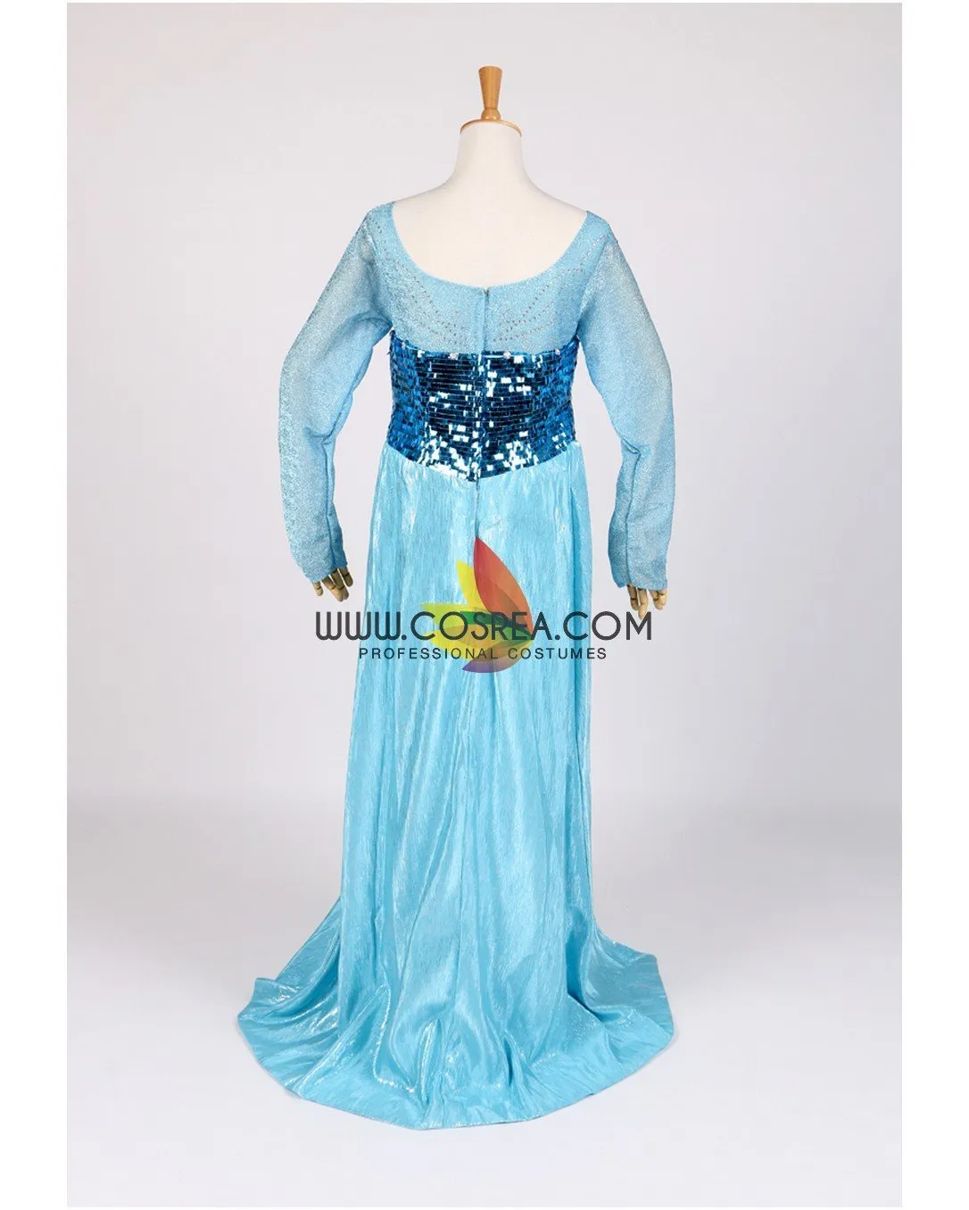 Frozen Elsa With Glittered Sleeves And Frostflake Cape Cosplay Costume