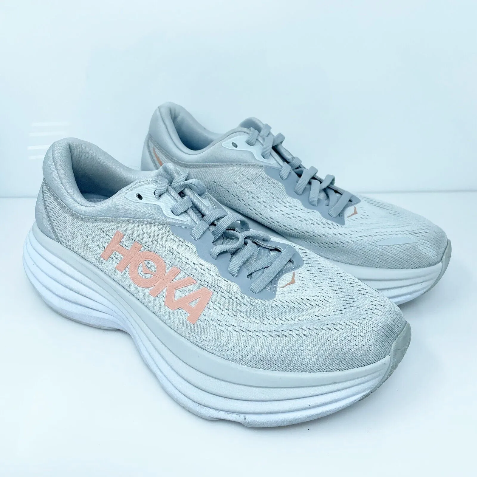 Hoka One One Womens Bondi 8 1127954 HMLR Gray Running Shoes Sneakers Size 7 B