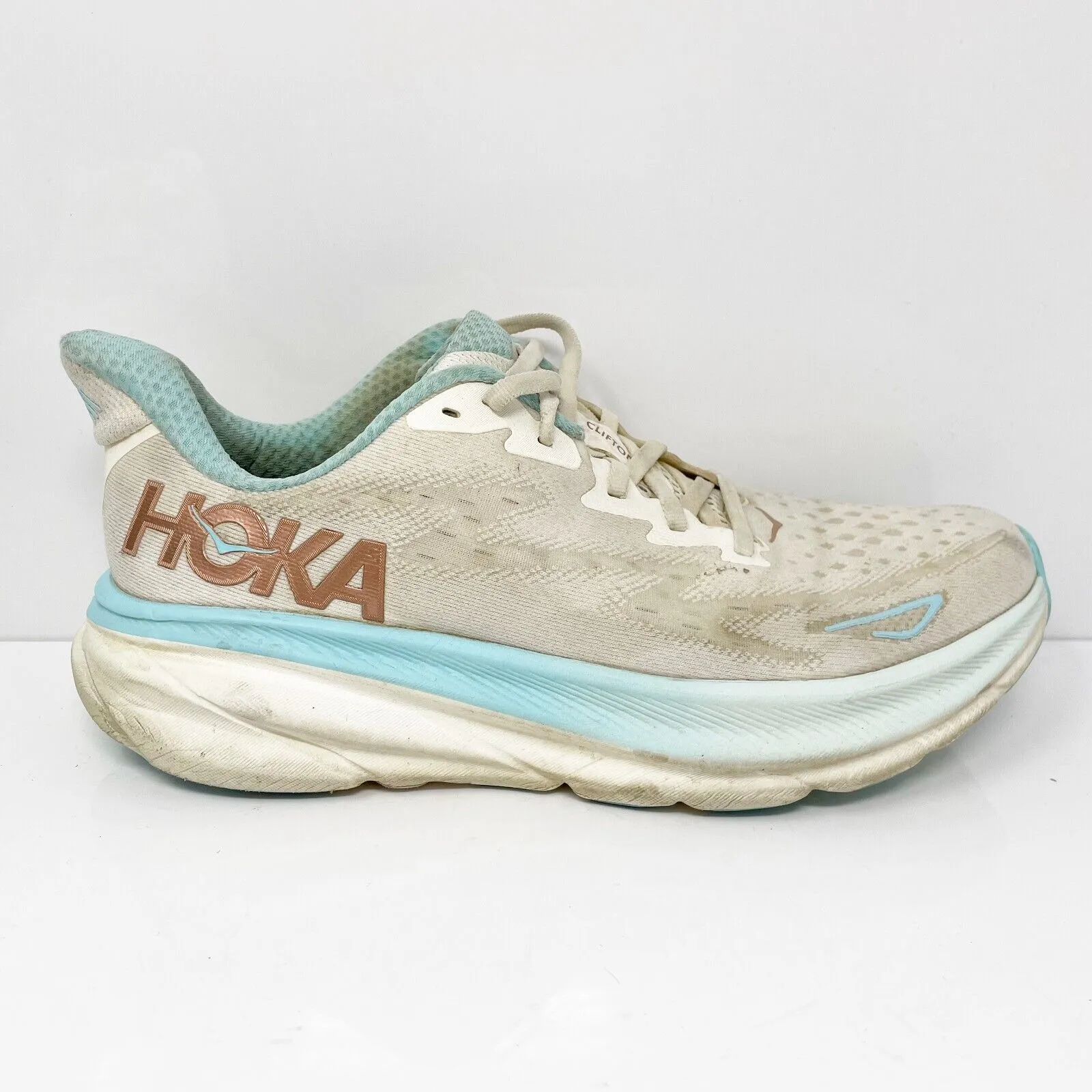 Hoka One One Womens Clifton 9 1127895 FTRS Beige Running Shoes Sneakers Size 9 B