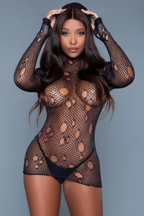 Hooded Fishnet Dress