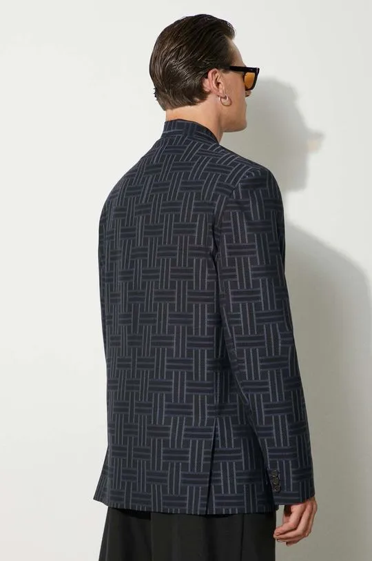 Kenzo wool blazer Kenzo Weave Kimono Tailored Jacket navy blue color FE65VE1309JG.77