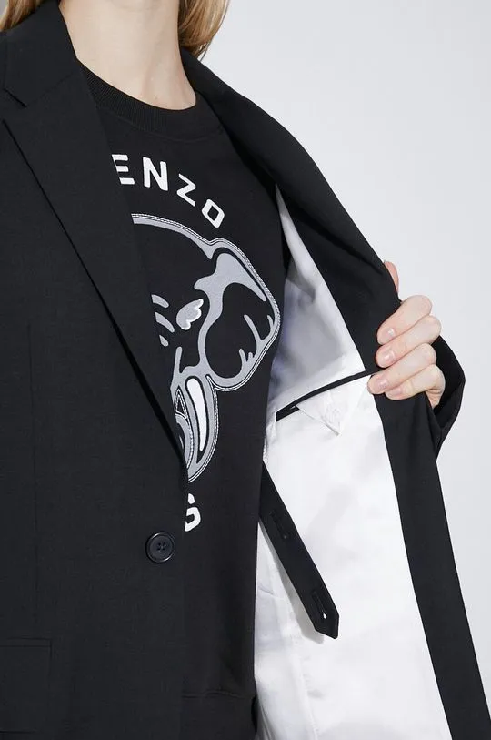 Kenzo wool jacket Solid Kimono Blazer black color smooth FE52VE2469RB.99