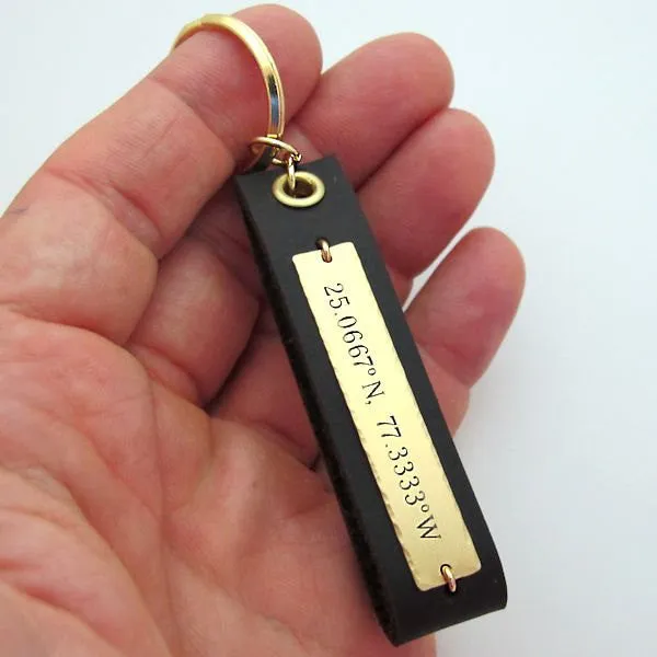 Key Chain for Men - Latitude Longitude GPS Keychain for men