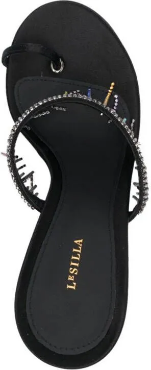 Le Silla Jewels 95mm satin sandals Black