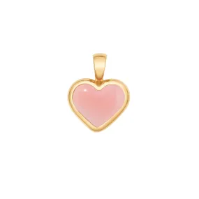 Love sticker charm yellow gold with pink opal