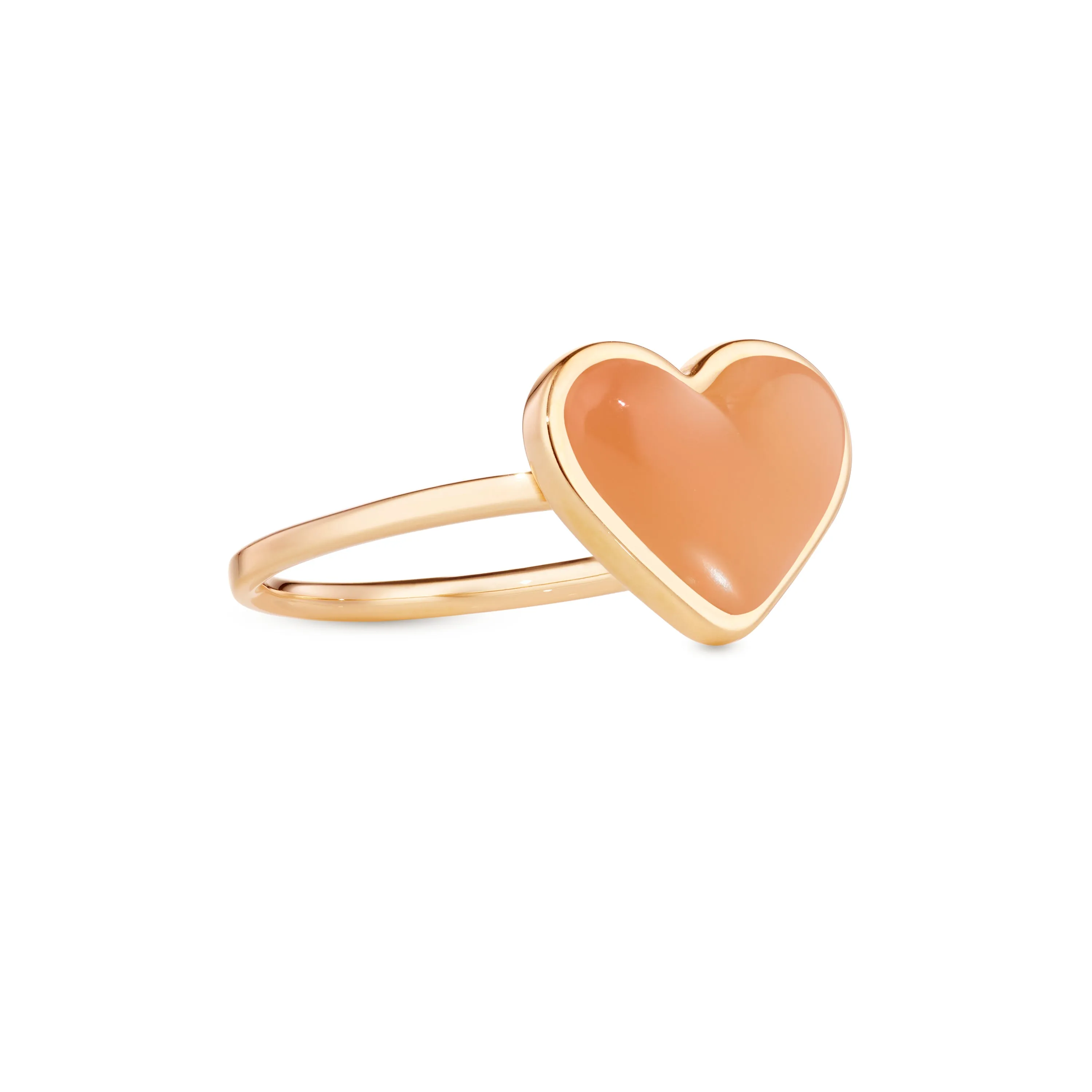 Love sticker ring yellow gold with orange moonstone