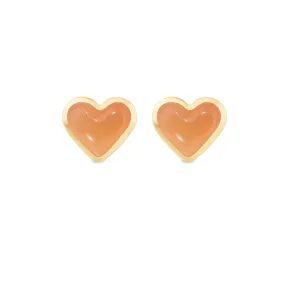 Love sticker studs yellow gold with orange moonstone