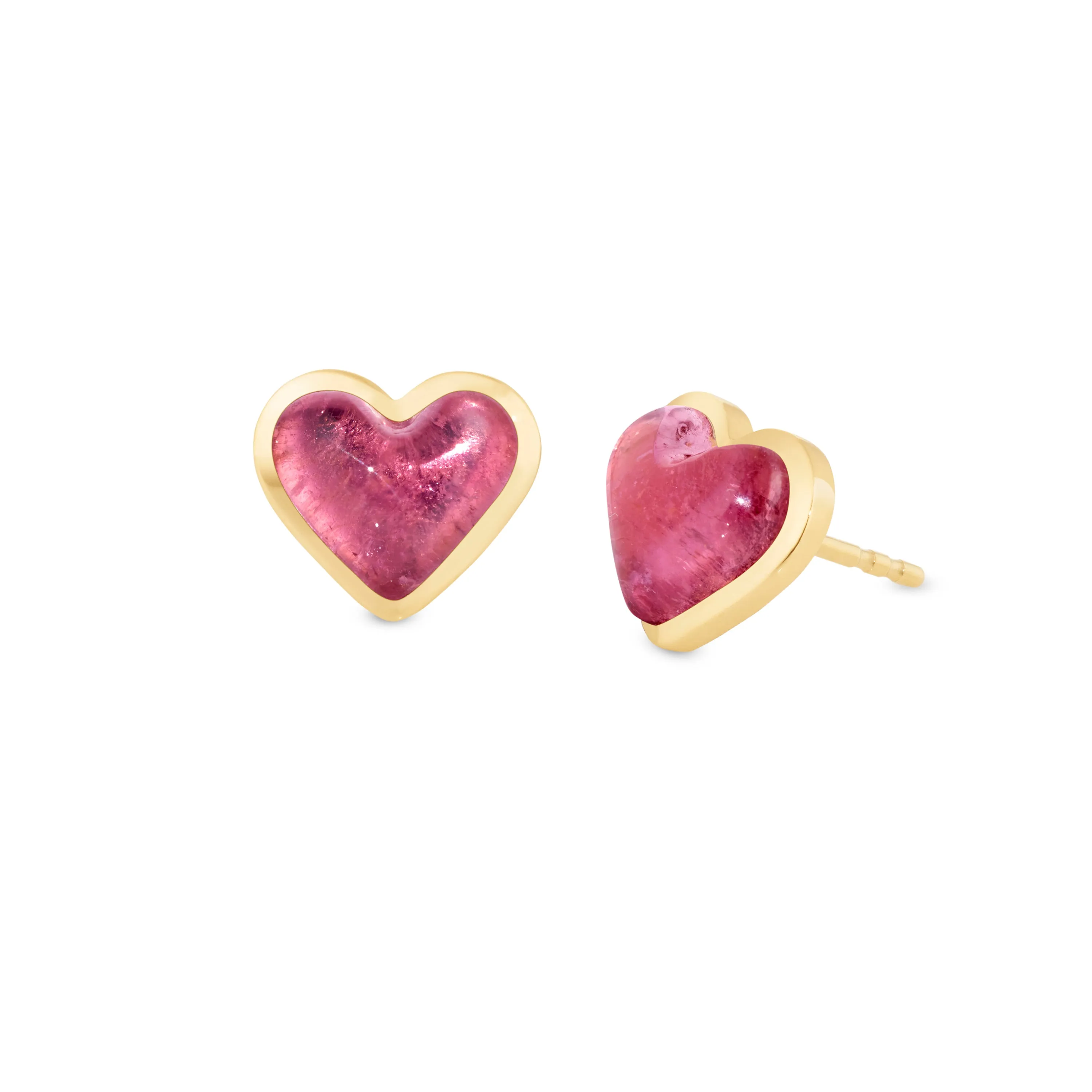 Love sticker studs yellow gold with pink tourmaline