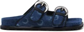 Marine Serre denim Moon-print sandals Blue