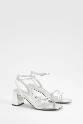 Metallic Asymmetric 2 Part Block Heels