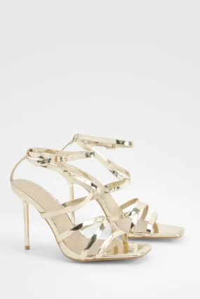 Metallic Strappy Cross Over Heels