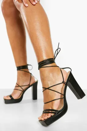 Multi Strap Wrap Up Platform Heels