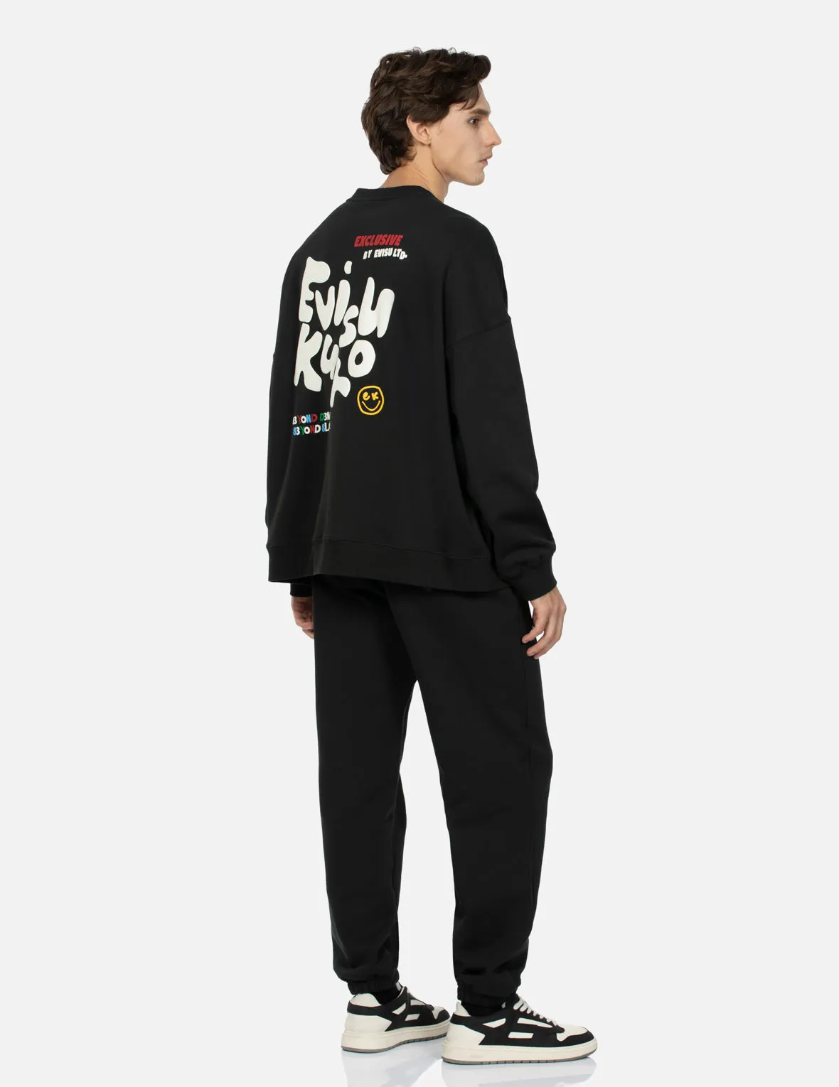 Multiple Logo PU Print Oversized Sweatshirt