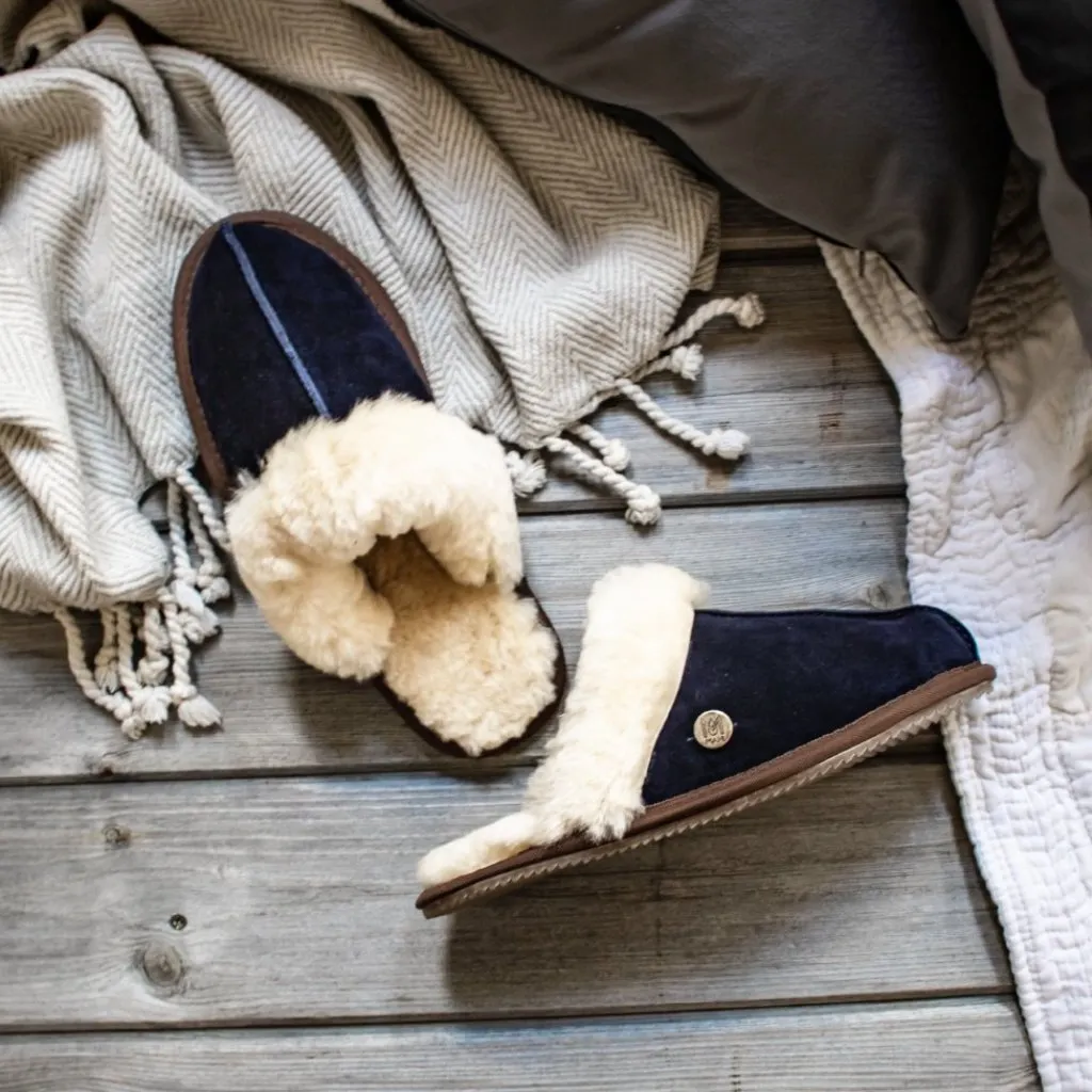 Navy Sheepskin Slippers