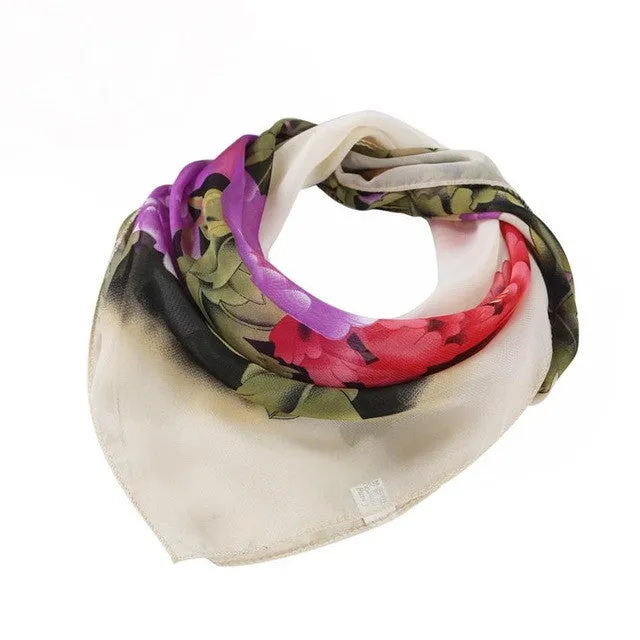 New Fashion Women Printing Square Scarf Head Wrap Kerchief Neck Shawl bufandas mujer 4 Colors GS