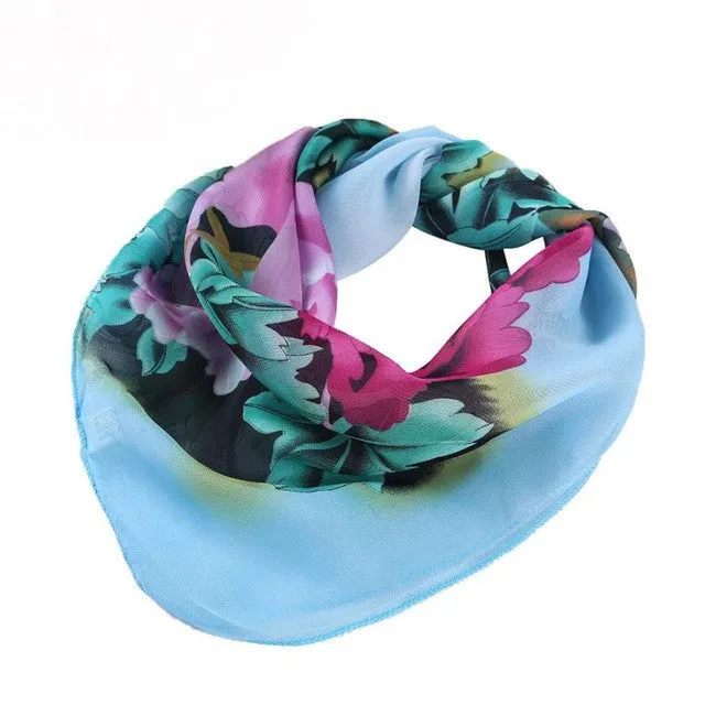 New Fashion Women Printing Square Scarf Head Wrap Kerchief Neck Shawl bufandas mujer 4 Colors GS