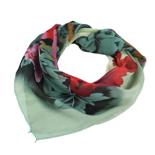 New Fashion Women Printing Square Scarf Head Wrap Kerchief Neck Shawl bufandas mujer 4 Colors GS