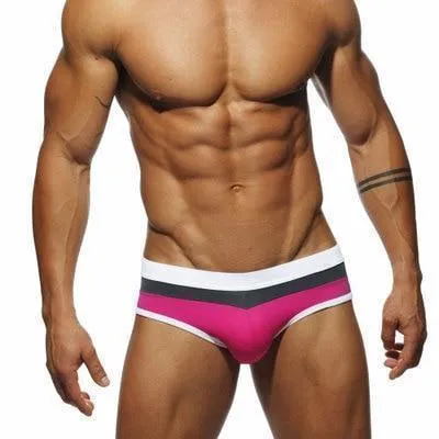 Patchwork Swim Briefs For Men