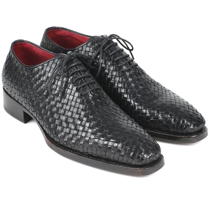 Paul Parkman Woven Leather Oxfords Black