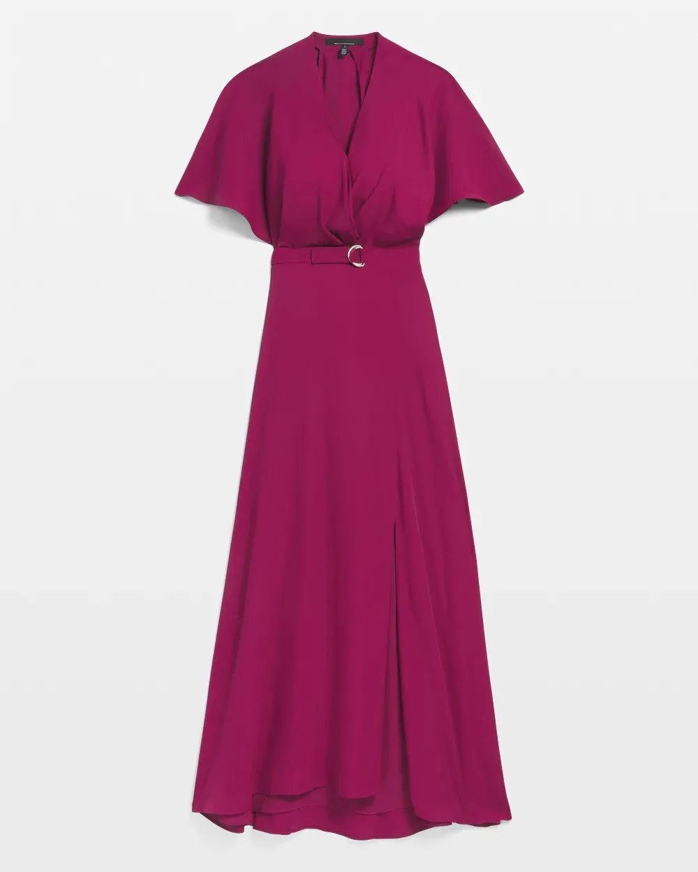 Petite Cape Belted Maxi With Slit Dress