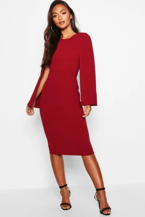 Petite Recycled Cape Sleeve Midi Dress