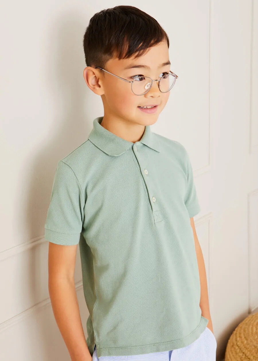 Plain Short Sleeve Polo Top in Green (2-10yrs)