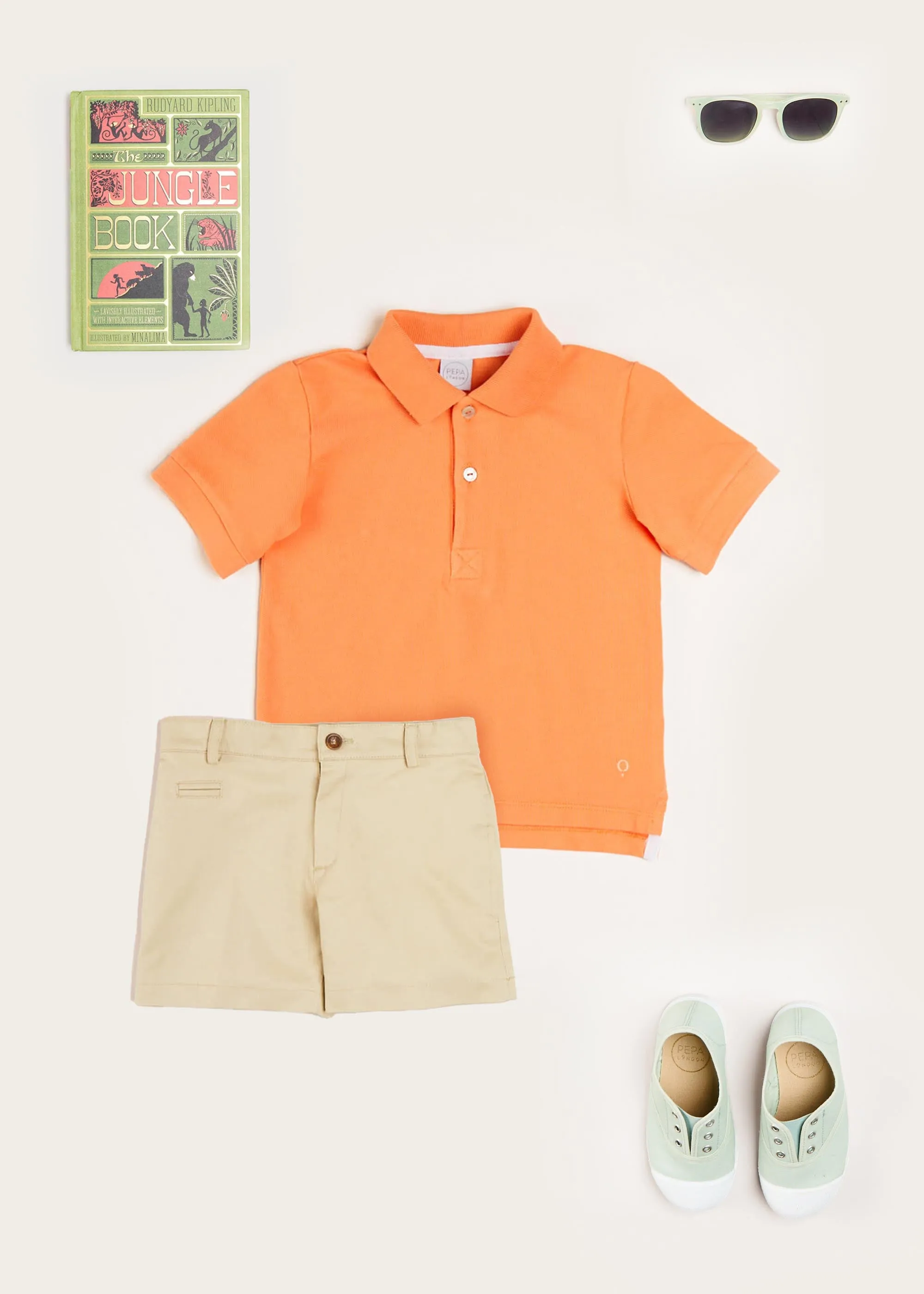 Plain Short Sleeve Polo Top in Tangerine (2-10yrs)