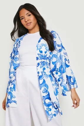 Plus Porcelain Print Kimono