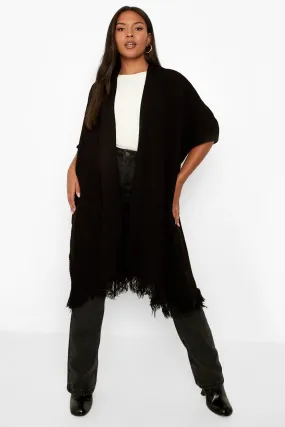 Plus Tassel Hem Cape Cardigan