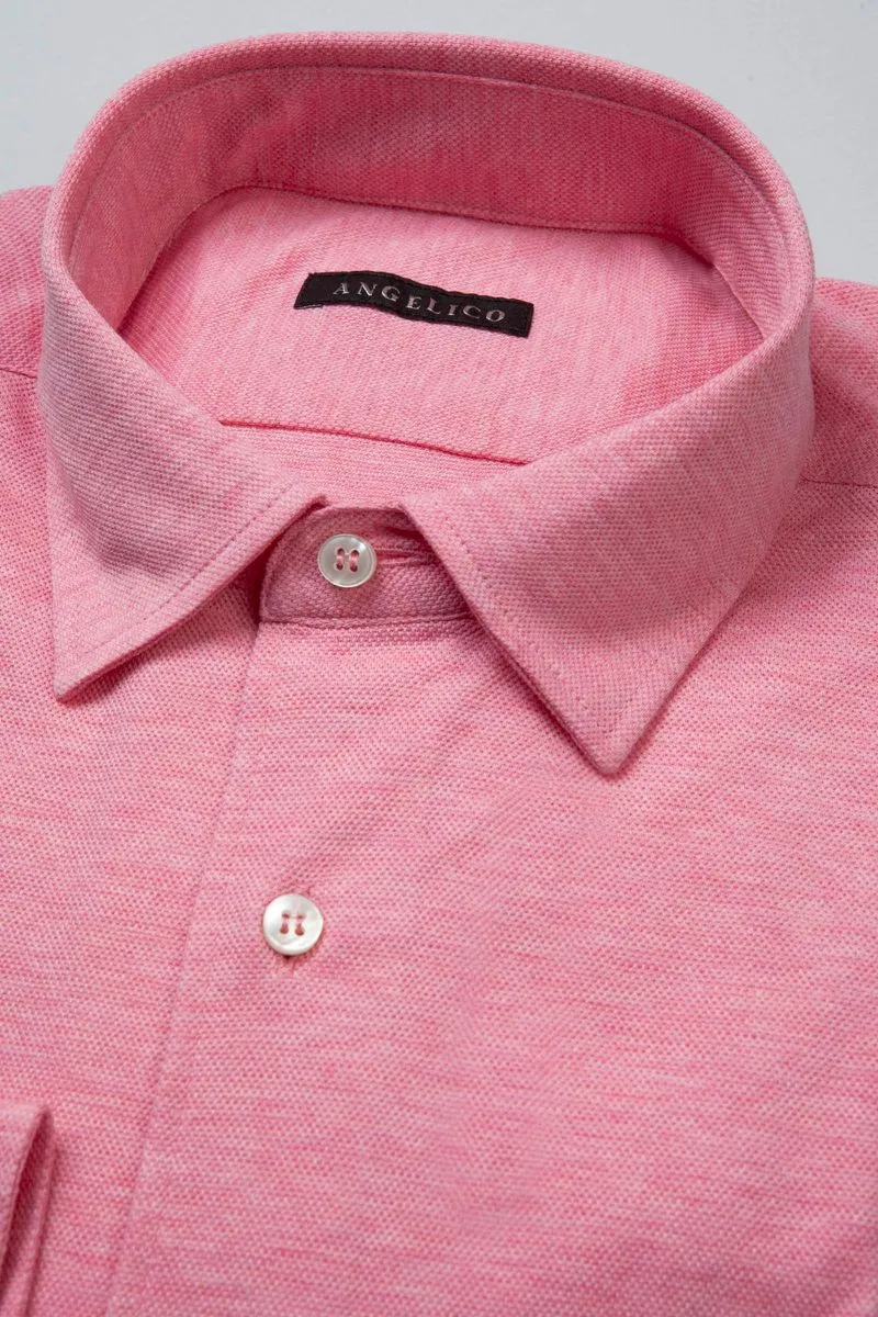 Polo manica lunga rosa Pique