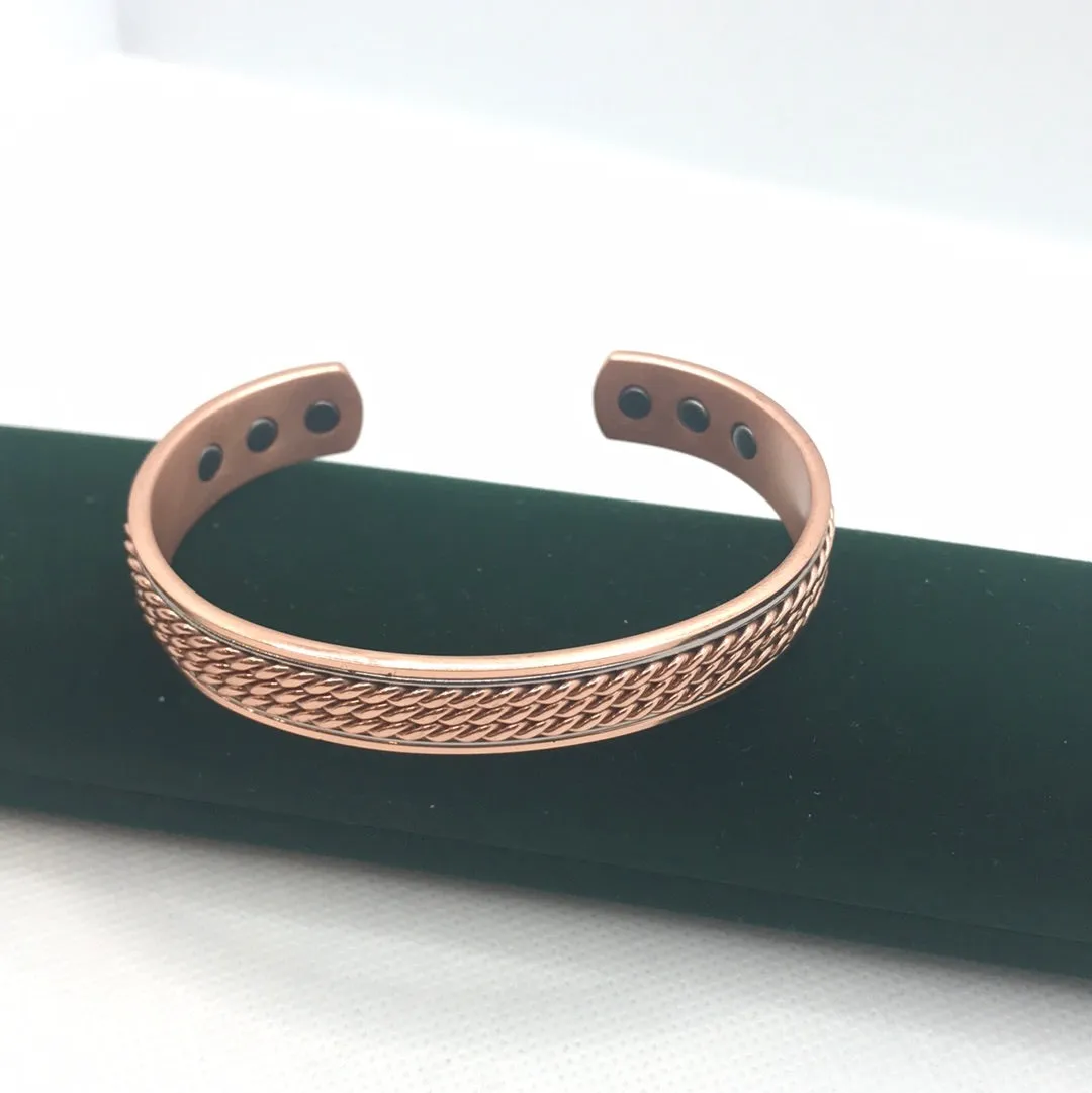 Pure Copper Magnetic Therapy Bracelet Bangle Open Cuff