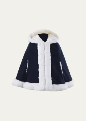 Rachel Riley Girl's Cape W/ Faux Fur Trim, Size 2-10