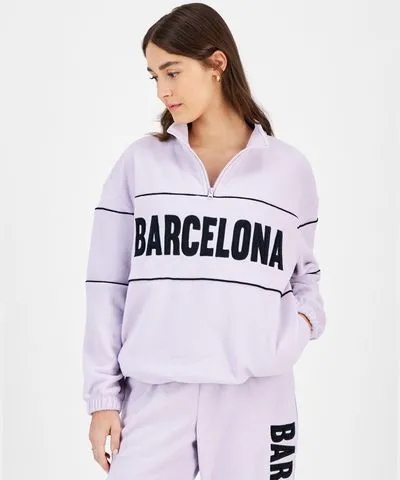 Rebellious One Juniors' Barcelona Fleece Half-Zip Sweatshirt