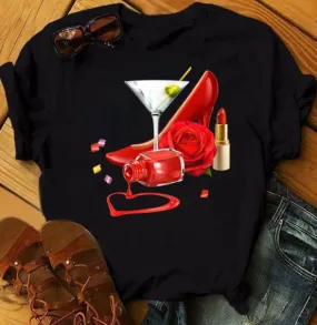 Red Heels and Martini Graphic Tee