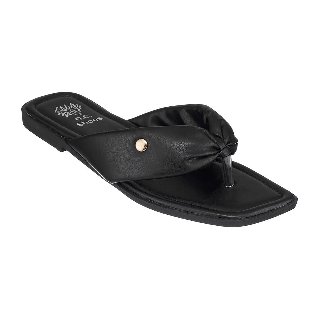 Reid Black Flat Sandals