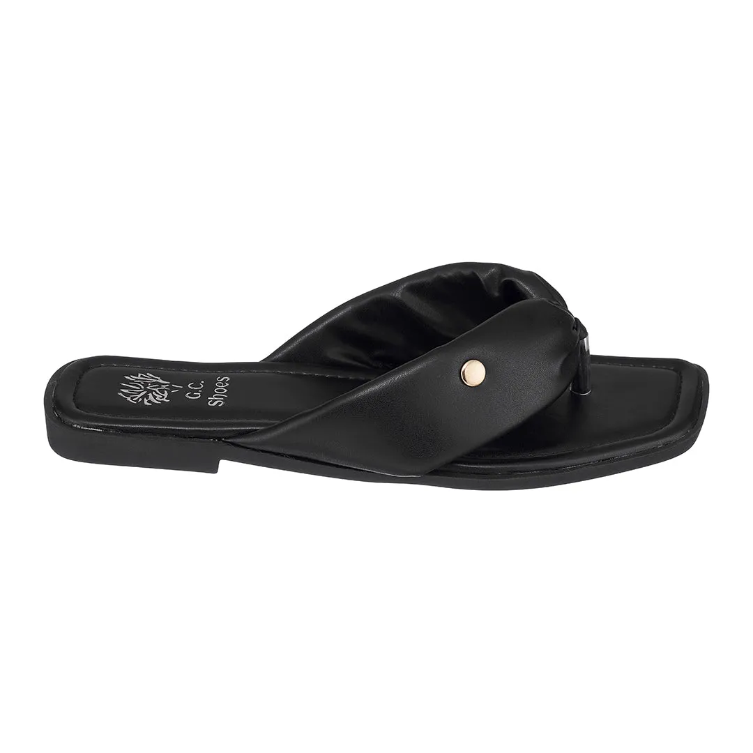 Reid Black Flat Sandals