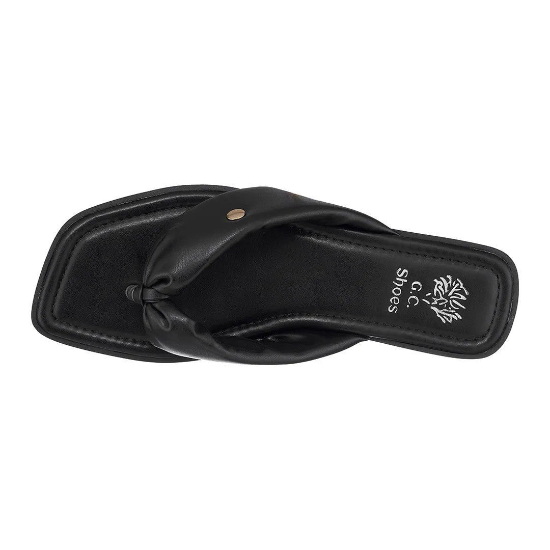 Reid Black Flat Sandals