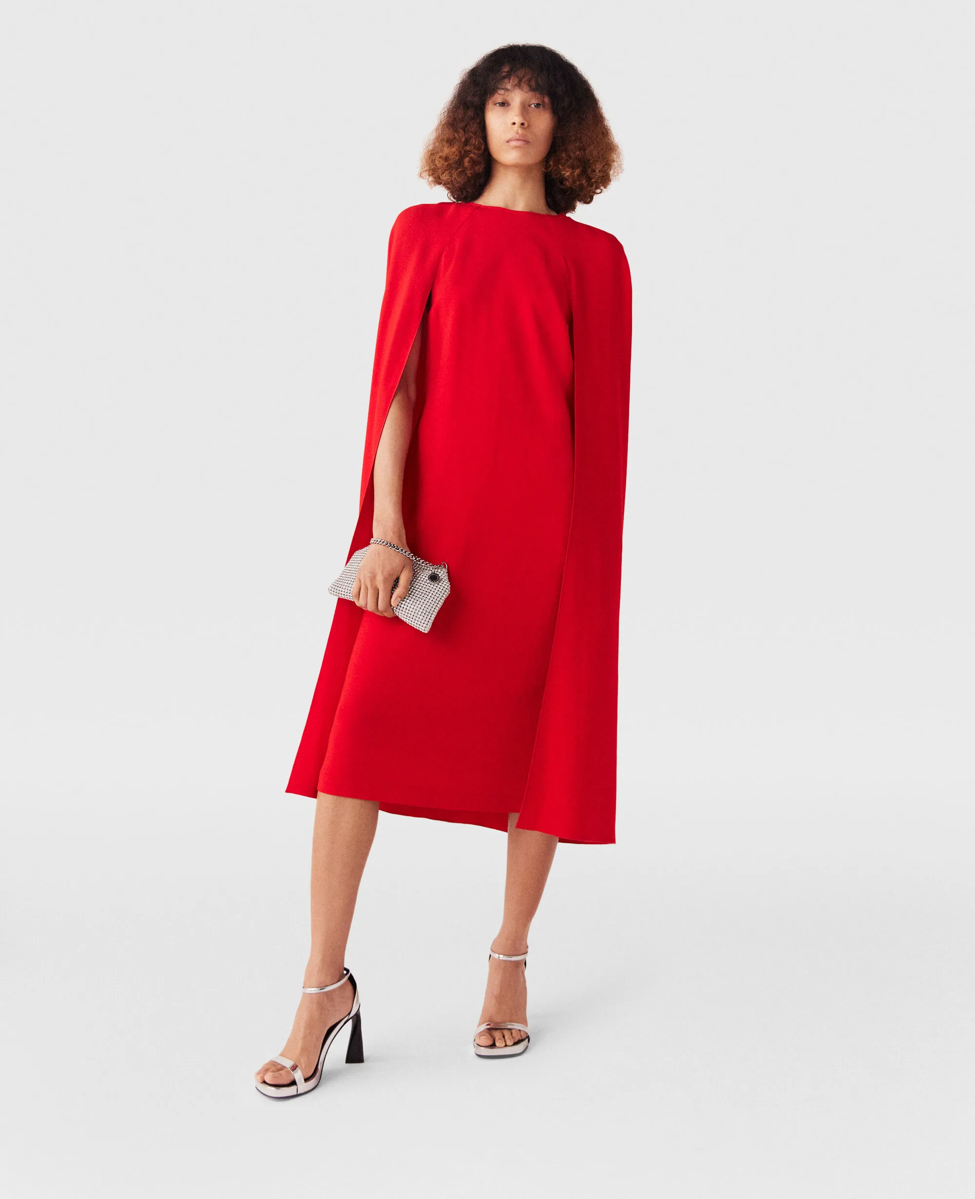 Round Neck Cape Midi Dress