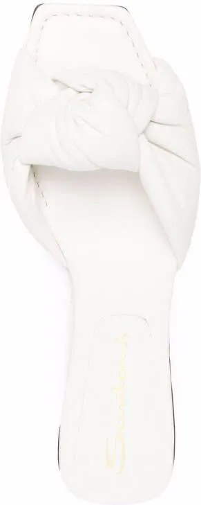 Santoni knot-strap leather slide sandals White