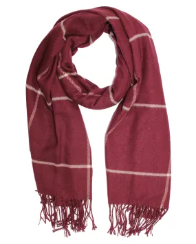 Sartorio Scarf Maroon Windowpane - Luxury Cashmere Shawl