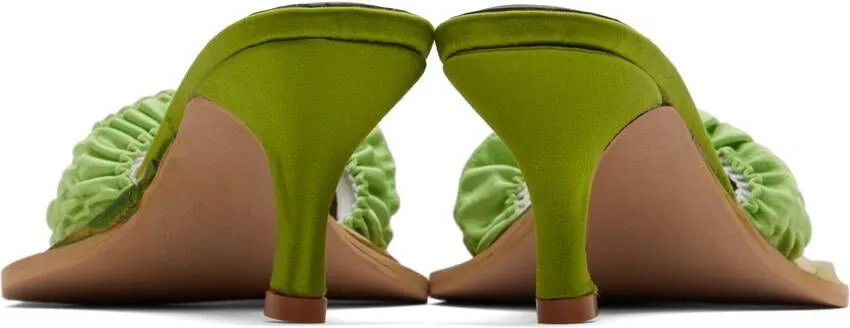 Sinéad O Dwyer Green Tabitha Ringwood Edition Satin & Leather Heels