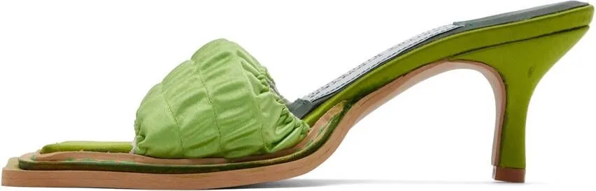 Sinéad O Dwyer Green Tabitha Ringwood Edition Satin & Leather Heels