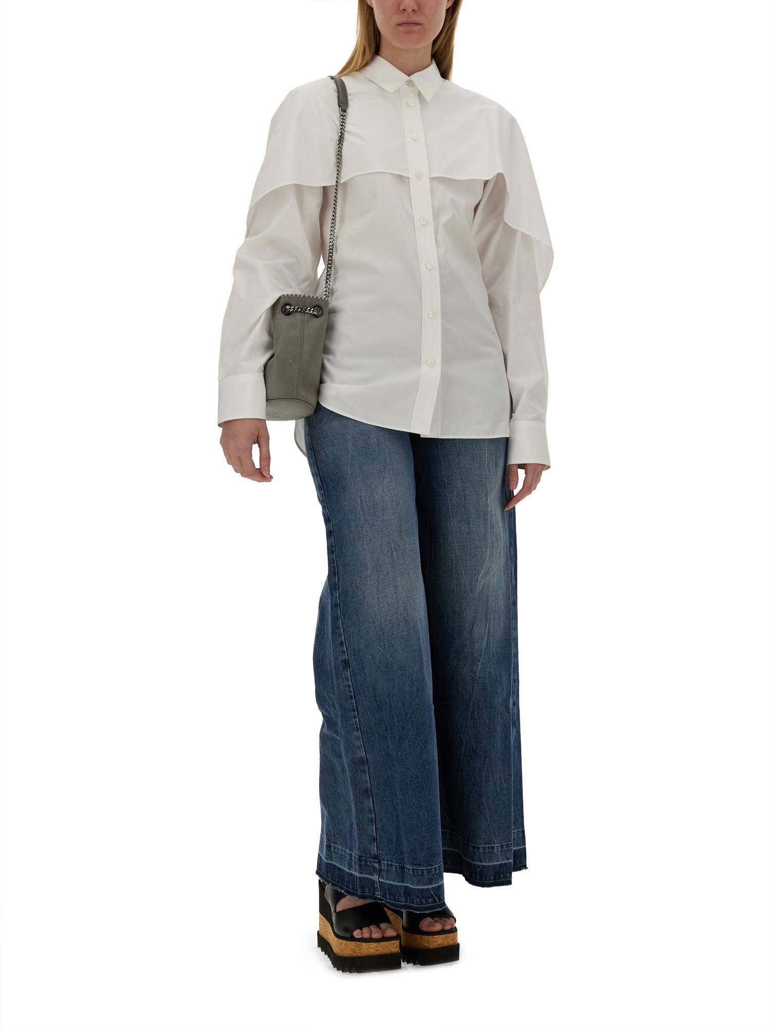 STELLA McCARTNEY    COTTON POPLIN SHIRT WITH LONG SLEEVES AND CAPE