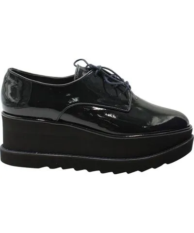 Stuart Weitzman Kent Platform Oxfords in Black Patent Leather