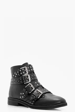 Studded Strap Ankle Boots