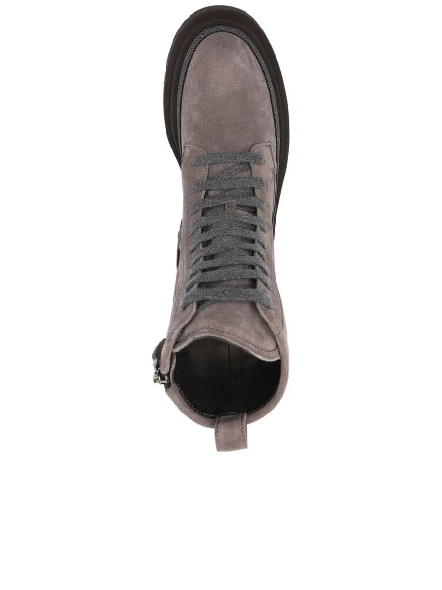 Suede Monilitrimmed Boots