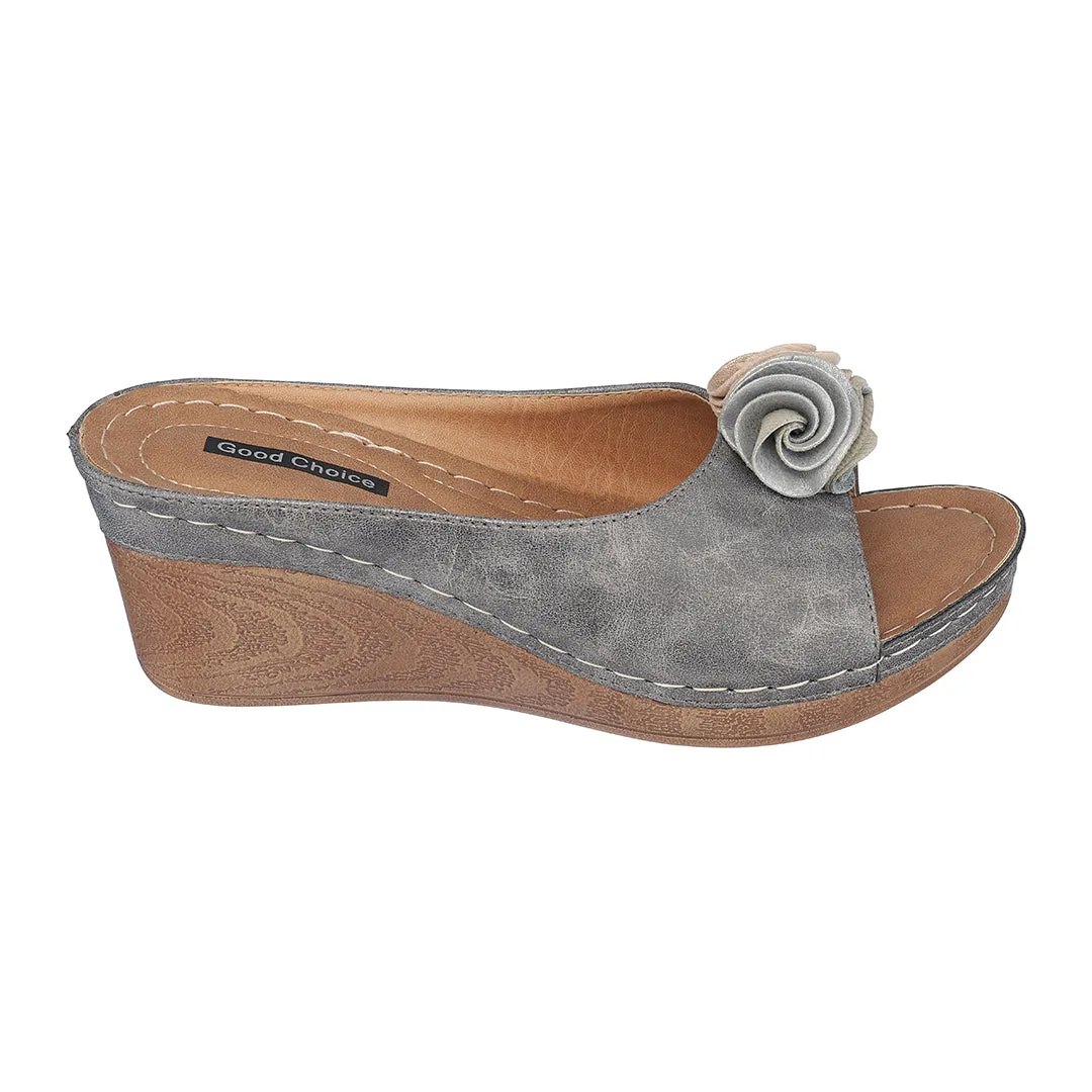 Sydney Pewter Wedge Sandals