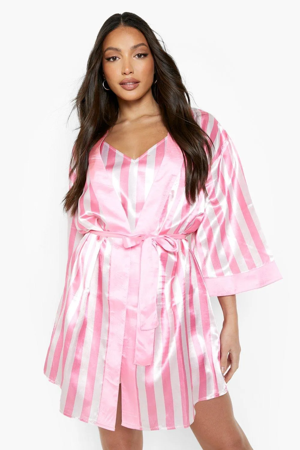 Tall Stripe Satin Kimono