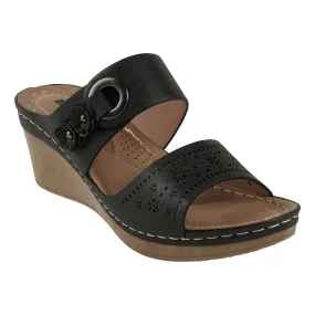 Theresa Black Wedge Sandals